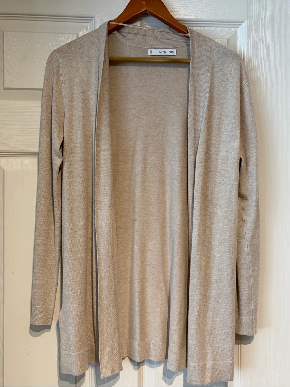 Mango Light Beige Open-Front Cardigan